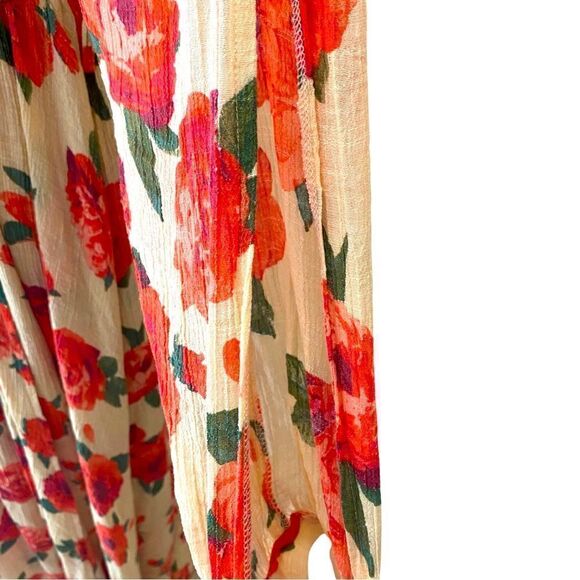 Floral Maxi Dress Orange Poppies Size Medium  Large - Picture 4 of 6